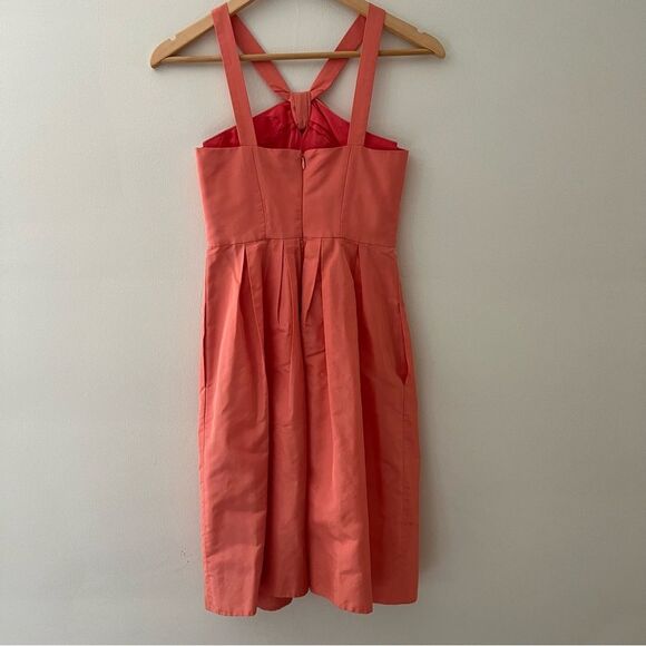 J Crew Silk Dress Halter Peach Knee Length Pockets  Size 2 Wedding Dance Party - Picture 2 of 7